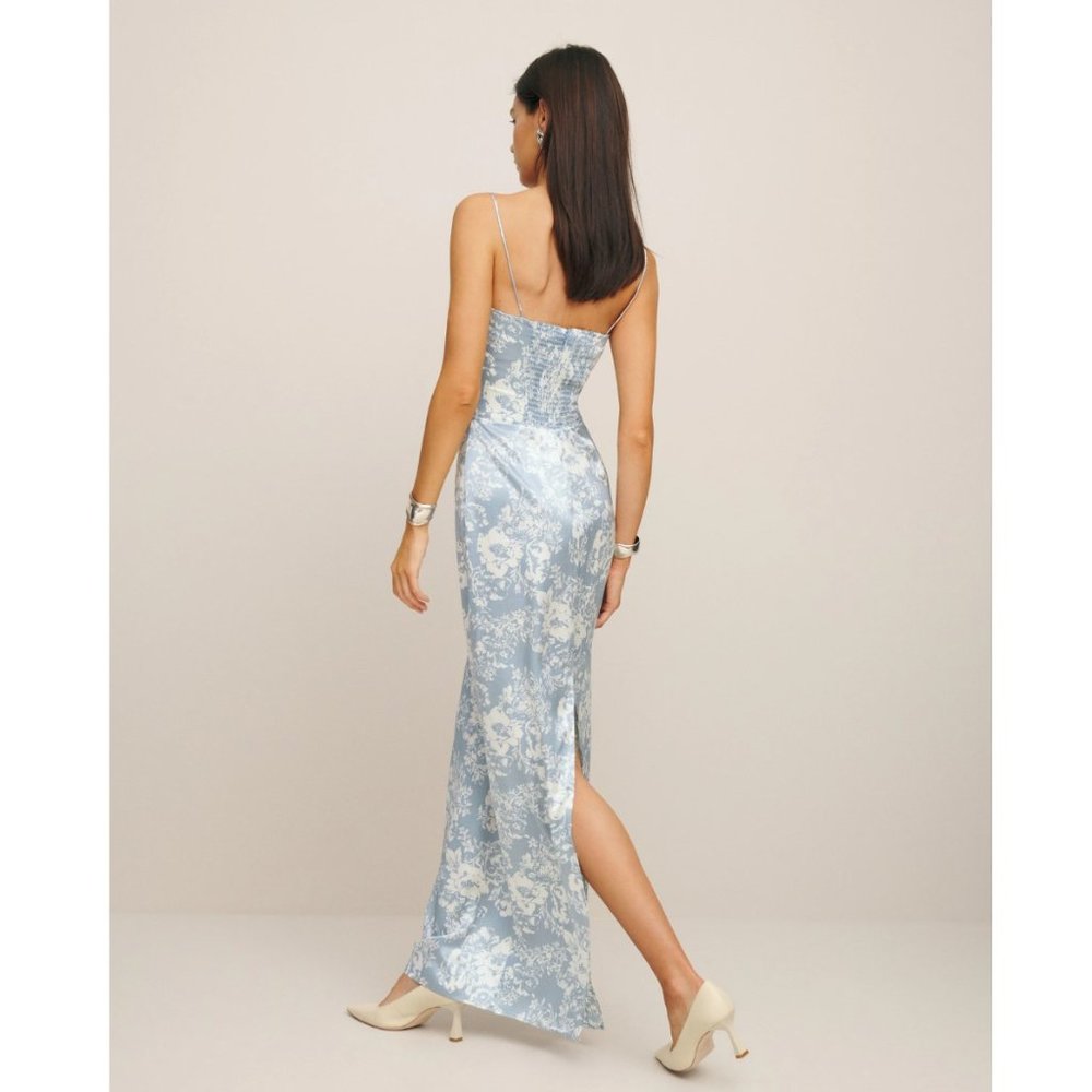 Reformation Frankie Silk Dress in Porcelain | On Sale - Picture 3 of 15